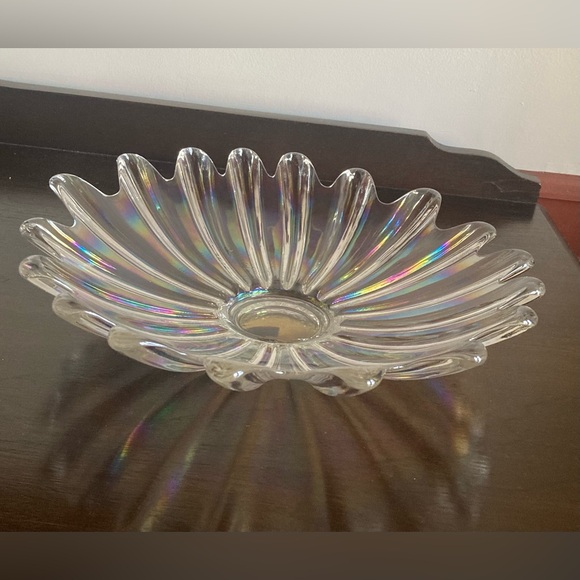 Vintage Federal Glass Celestial Iridescent Starburst 11” Bowl - Picture 7 of 8